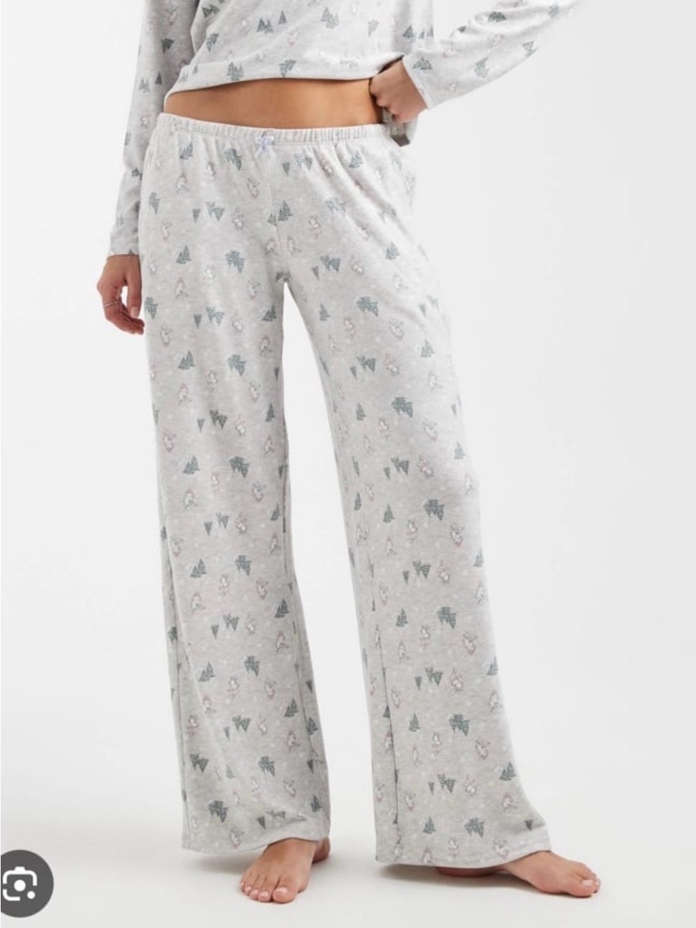 Hollister Light Gray Pajama Pants with Mini Tree Print